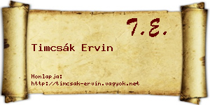 Timcsák Ervin névjegykártya