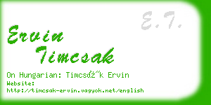 ervin timcsak business card